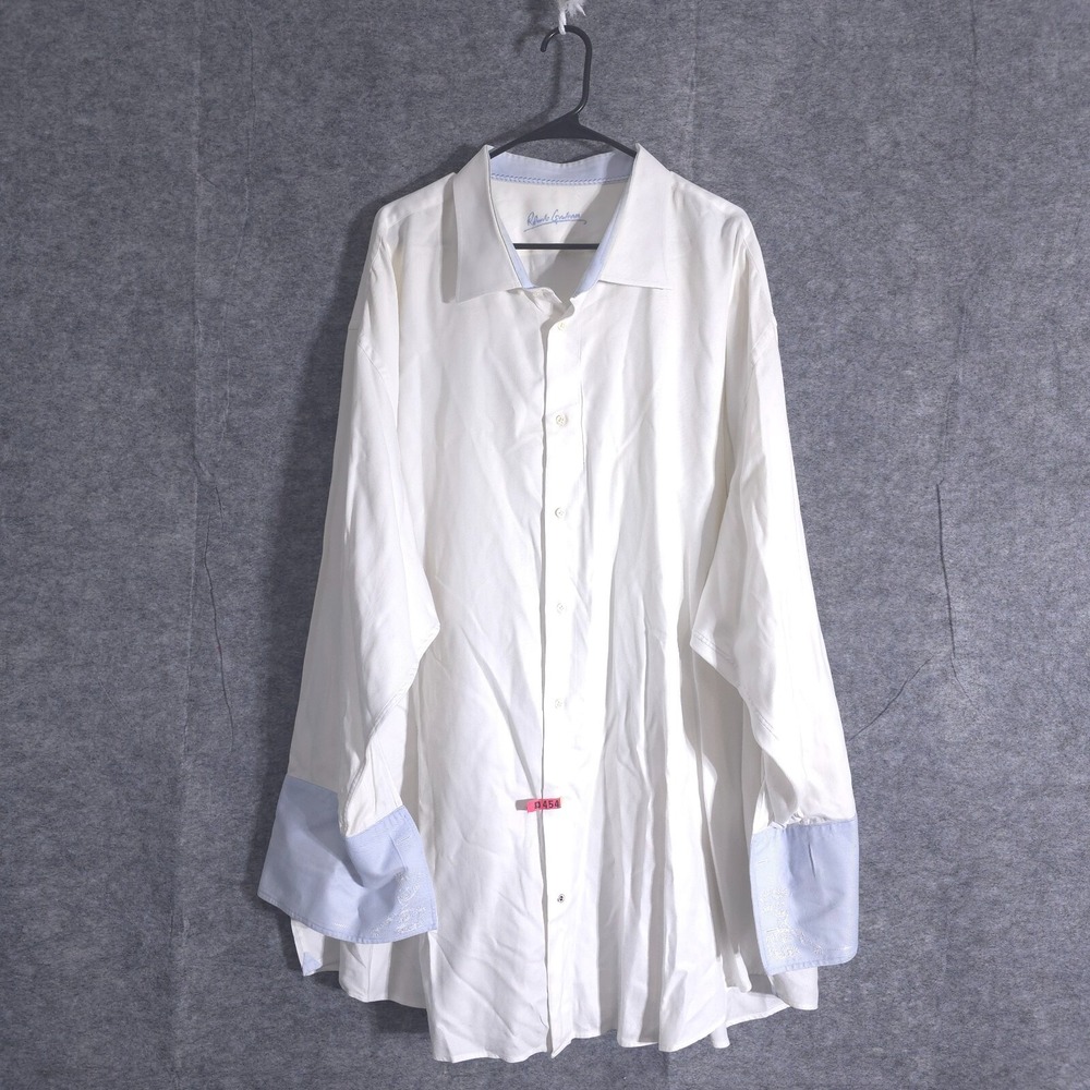 Robert Graham Classic Fit Button Up Men Sz 52 2XL Long Sleeve White Cuff Sleeve